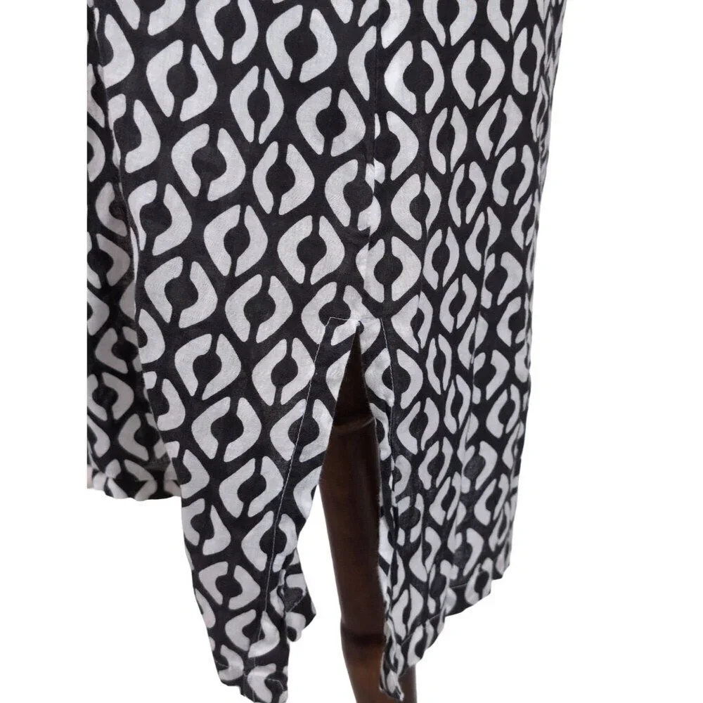 Echo Cover Up Dress‎ Womens M Black White Beaded V-Neck